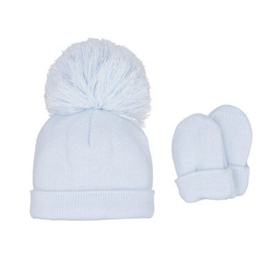 Pastels & Co Ashton Blue Hat & Mitts Set