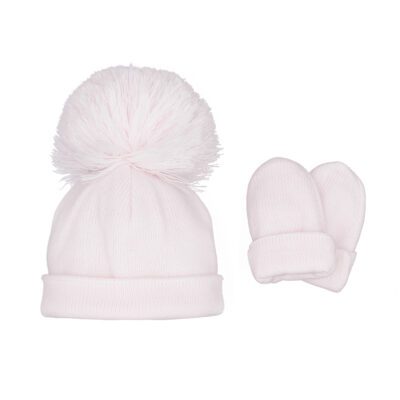 Pastels & Co Ashton Pink Hat & Mitts Set
