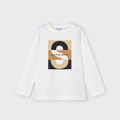 Mayoral Cream Long Sleeve T-Shirt 4051