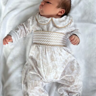 Little Ann's Beige Toile Boys All in One