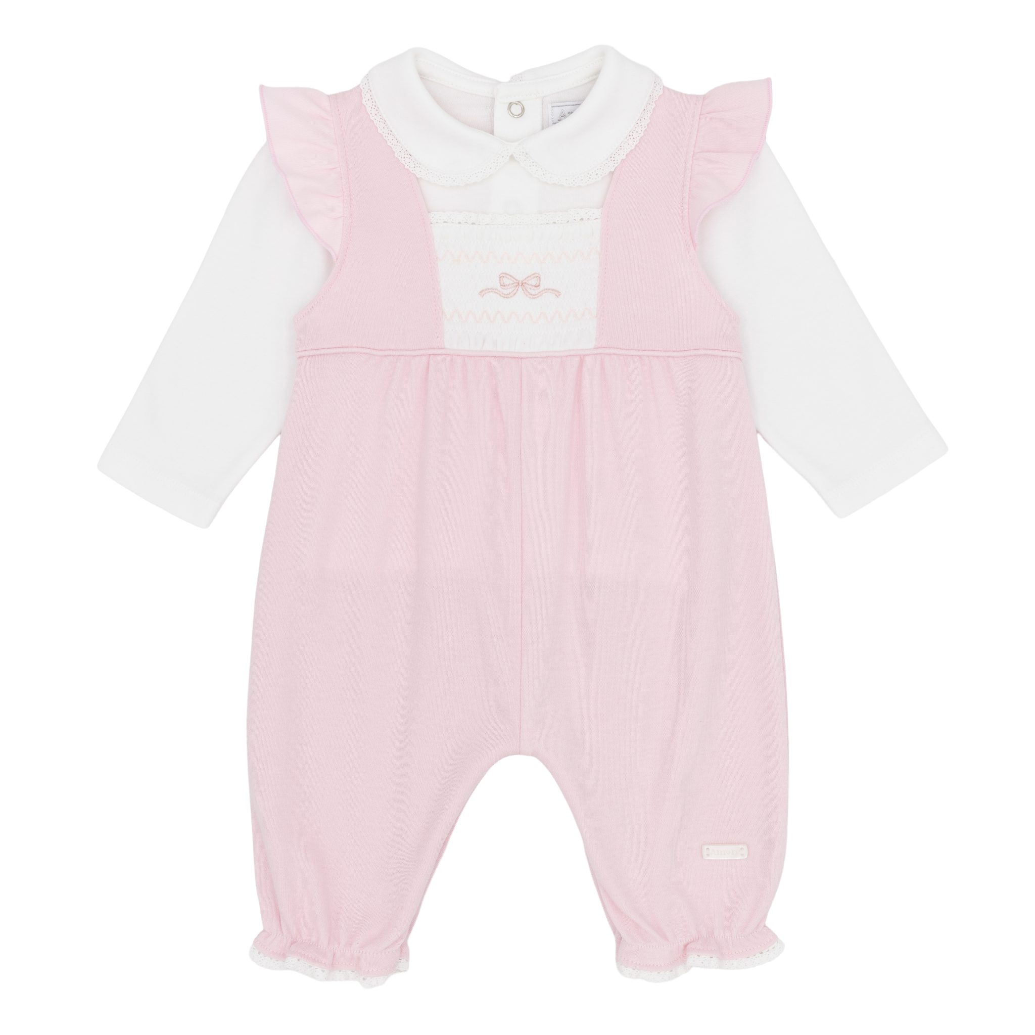 Amore Smocked Pink Dungaree Set AM0116