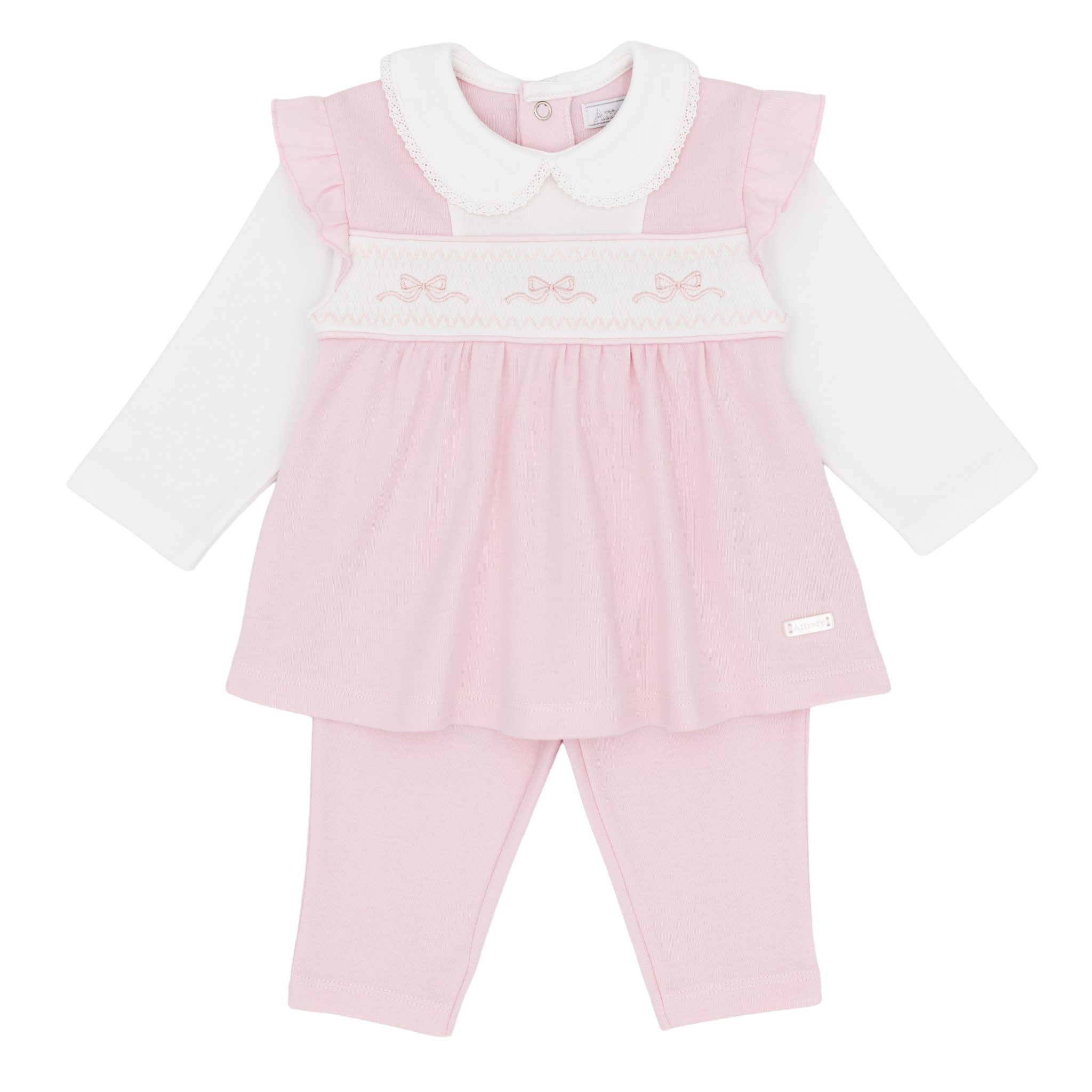 Amore Smocked Pink Legging Set AM0119