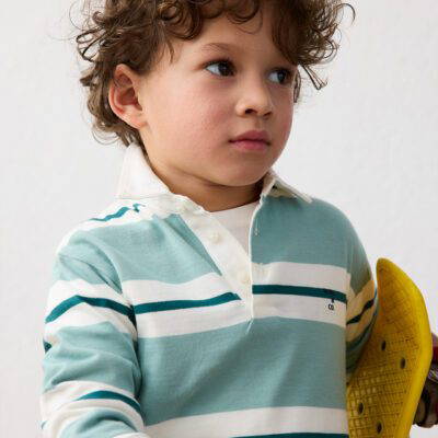 Mayoral Green Stripe Polo 4141