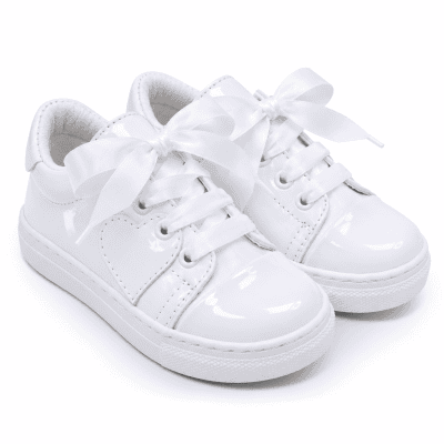 Borboleta Santina White Patent Trainers